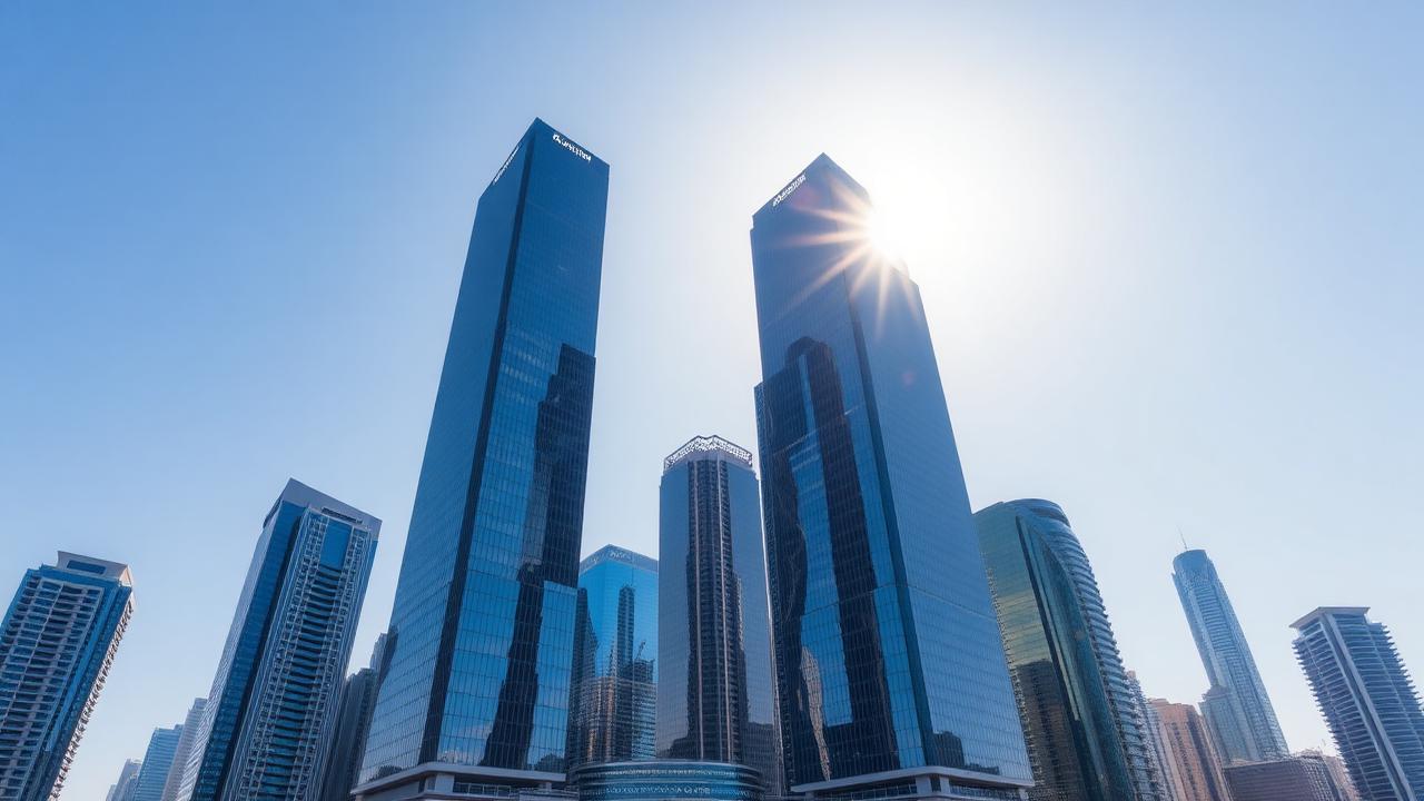 Tours modernes du quartier financier de Dubai